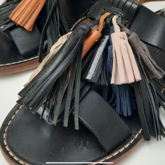 reg. $600+ Size 6 Isabel Marant Flat Leather Pompom Fringes Tassel Sandals - Picture 2 of 9